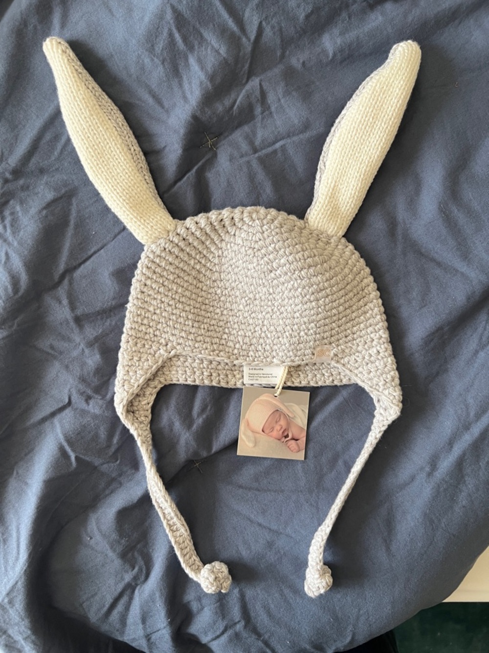 NEW BEBA BEAN unisex - crochet bunny toque hat in grey